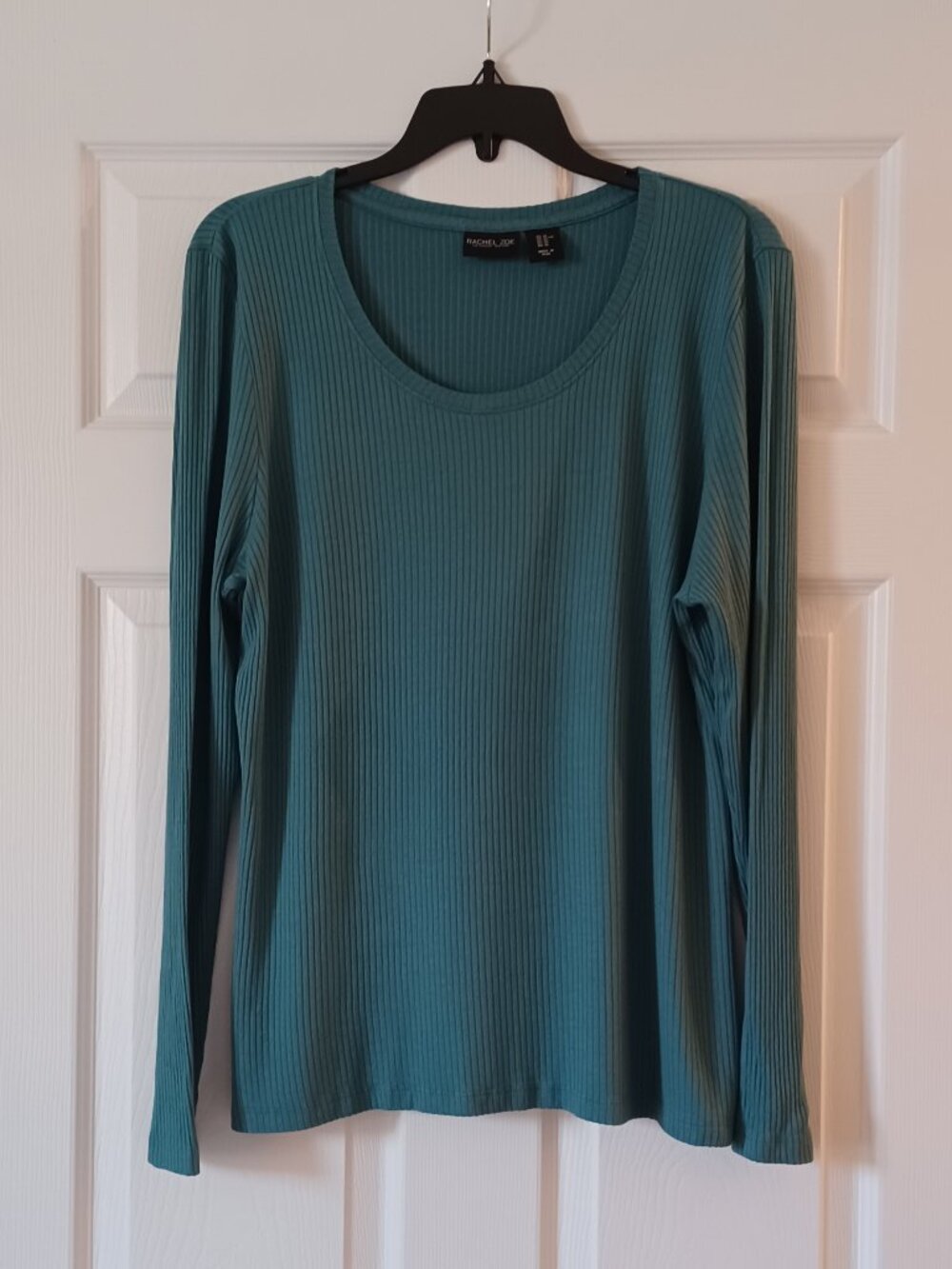 LIKE NEW! Rachel Zoe Ribbed Scoop Neck Top in Green Size XL